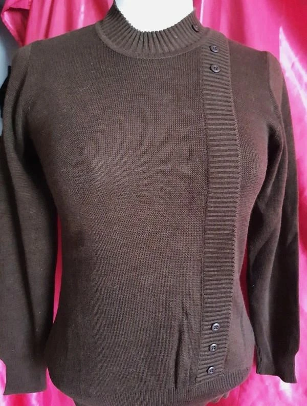 Pull femme marron à détails boutons 34 - XS